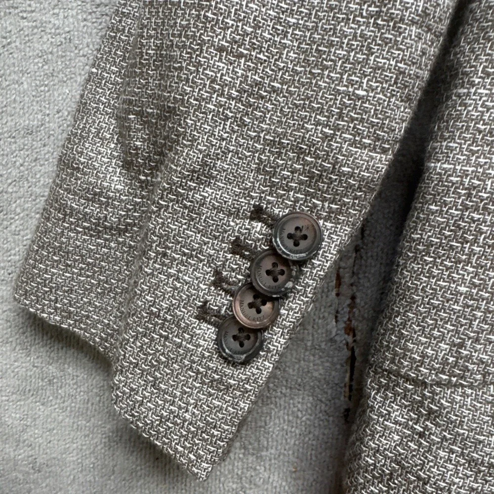 Manuel Ritz Linen Blend Blazer Mens 32R‎ Gray Unstructured Sport Coat Made Italy